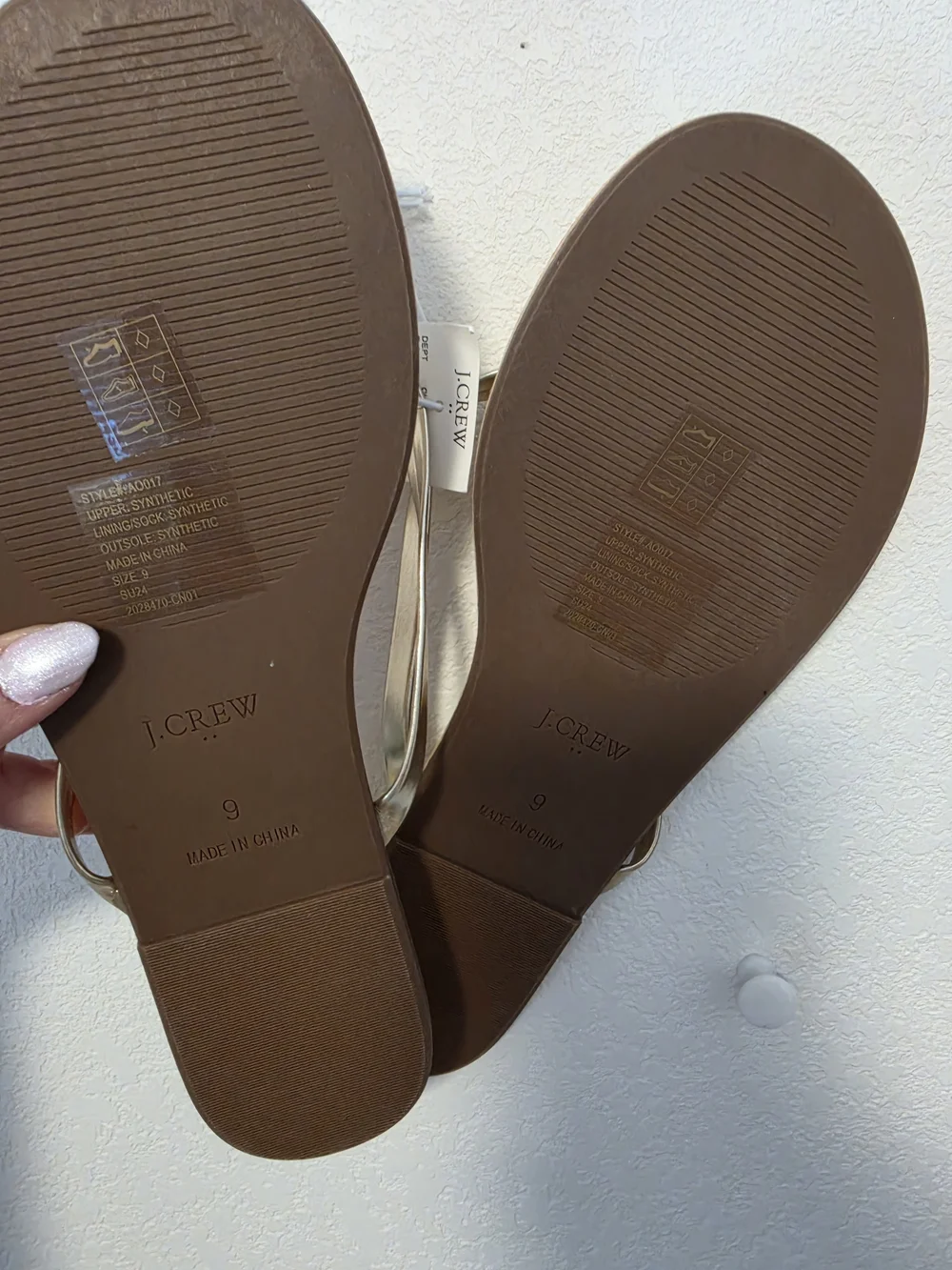 J. Crew Factory Metallic Gold Thong Sandals - Women Size 9 NWT